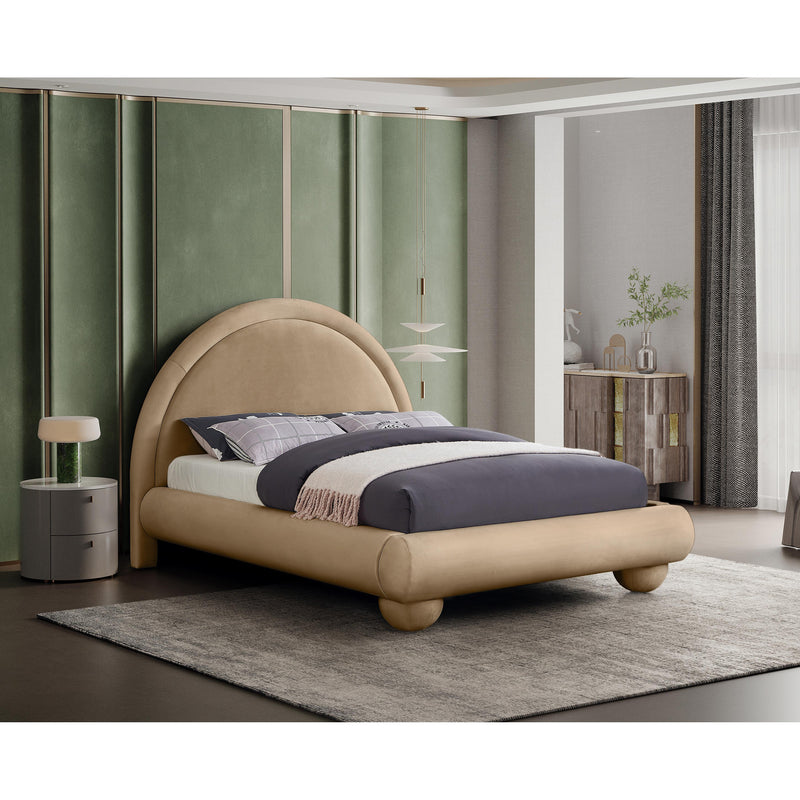 Meridian Madrid Beige Velvet King Bed IMAGE 2