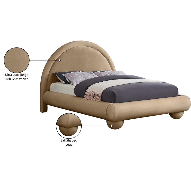 Meridian Madrid Beige Velvet King Bed IMAGE 8
