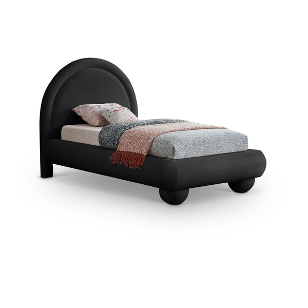 Meridian Madrid Black Velvet Twin Bed IMAGE 1