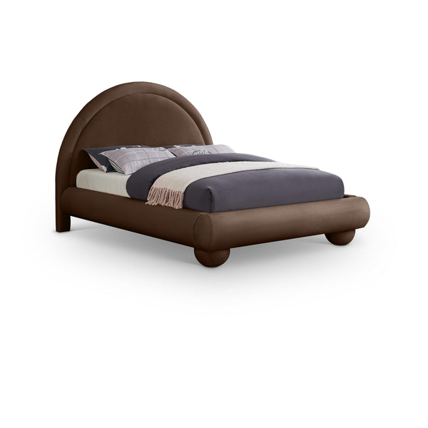 Meridian Madrid Brown Velvet Queen Bed IMAGE 1