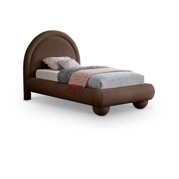 Meridian Madrid Brown Velvet Twin Bed IMAGE 1