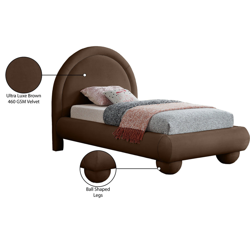 Meridian Madrid Brown Velvet Twin Bed IMAGE 8