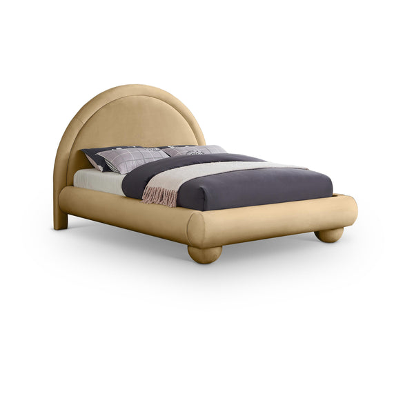 Meridian Madrid Camel Velvet King Bed IMAGE 1
