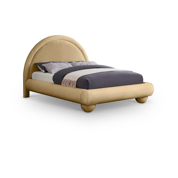Meridian Madrid Camel Velvet Queen Bed IMAGE 1
