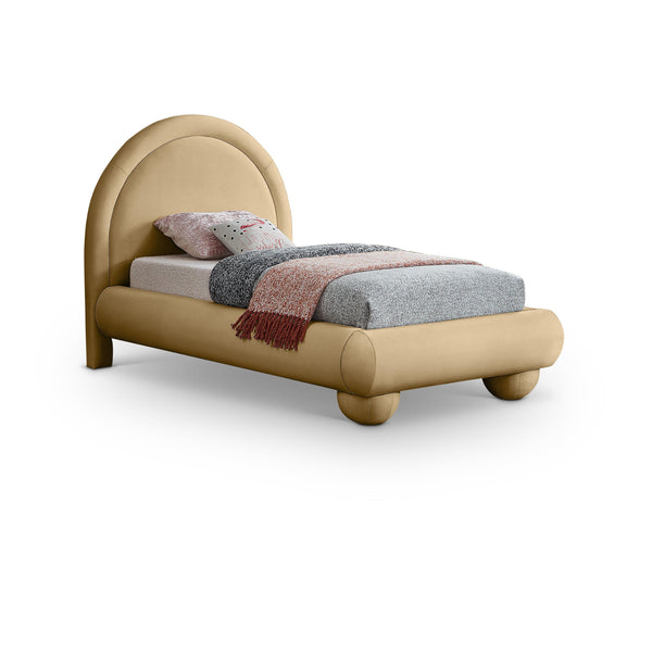 Meridian Madrid Camel Velvet Twin Bed IMAGE 1