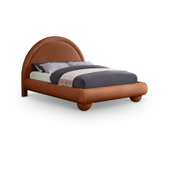 Meridian Madrid Cognac Velvet Full Bed IMAGE 1