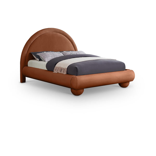 Meridian Madrid Cognac Velvet King Bed IMAGE 1