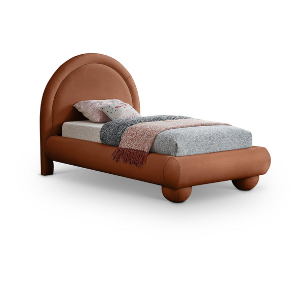 Meridian Madrid Cognac Velvet Twin Bed IMAGE 1
