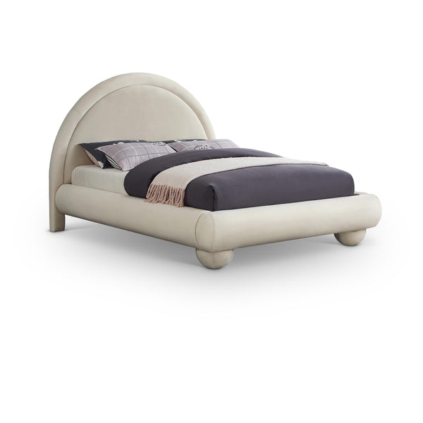Meridian Madrid Cream Velvet King Bed IMAGE 1