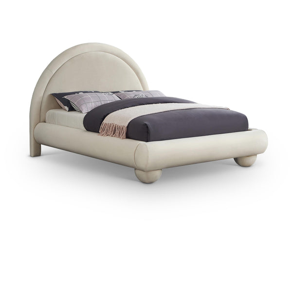 Meridian Madrid Cream Velvet Queen Bed IMAGE 1