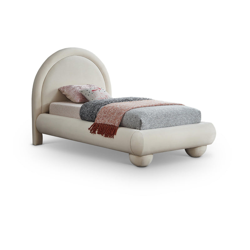 Meridian Madrid Cream Velvet Twin Bed IMAGE 1
