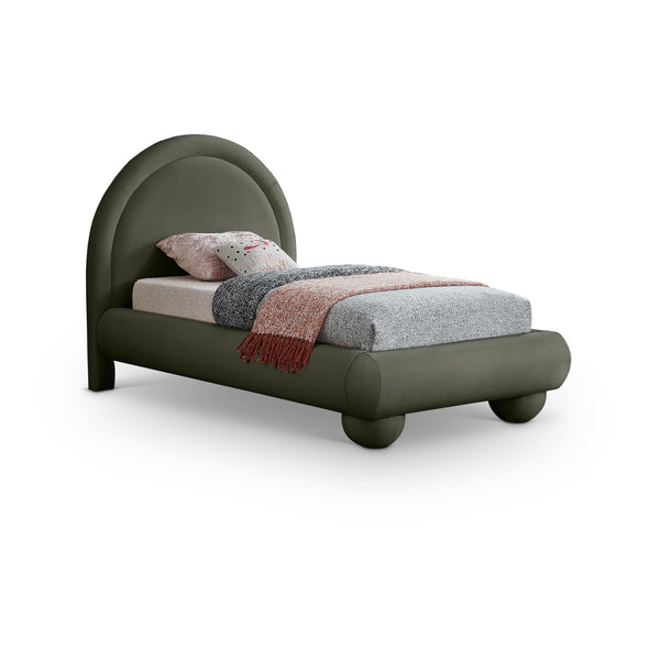 Meridian Madrid Green Velvet Twin Bed IMAGE 1