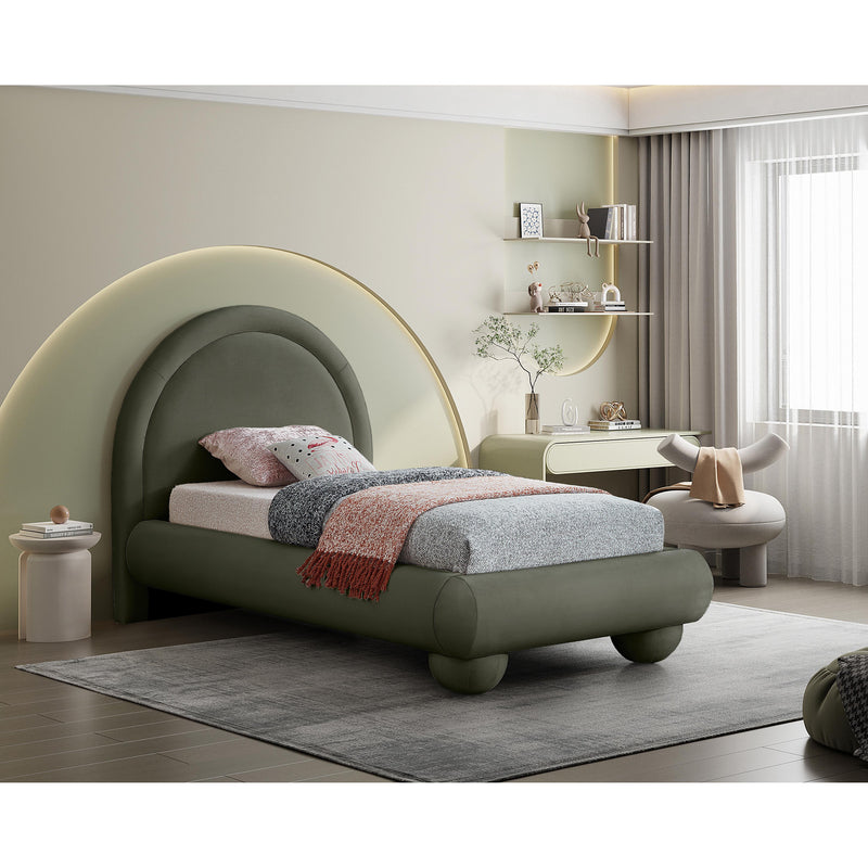 Meridian Madrid Green Velvet Twin Bed IMAGE 2