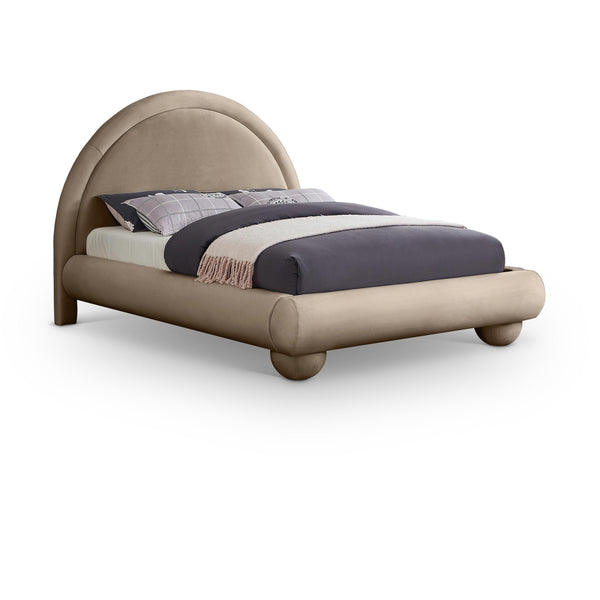 Meridian Madrid Taupe Velvet King Bed IMAGE 1