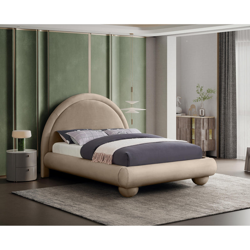 Meridian Madrid Taupe Velvet King Bed IMAGE 2