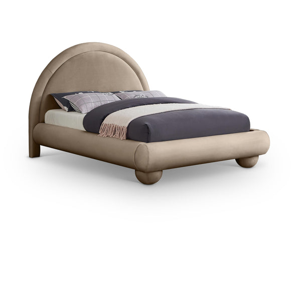Meridian Madrid Taupe Velvet Queen Bed IMAGE 1