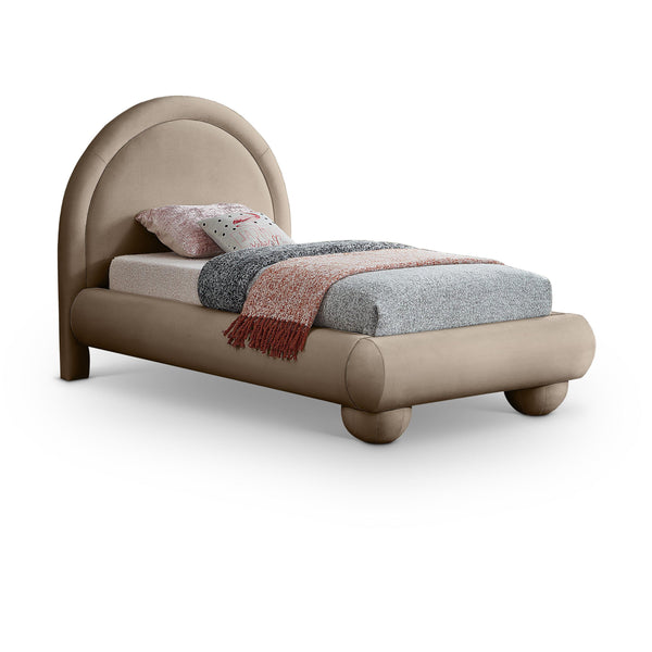 Meridian Madrid Taupe Velvet Twin Bed IMAGE 1