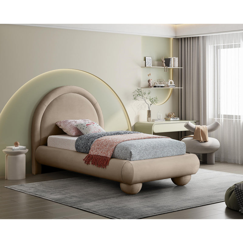 Meridian Madrid Taupe Velvet Twin Bed IMAGE 2