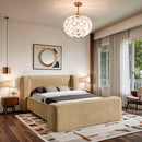  Meridian Modena Beige Chenille Fabric Upholstered Queen Bed IMAGE 2