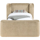  Meridian Modena Beige Chenille Fabric Upholstered Twin Bed IMAGE 3