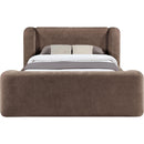  Meridian Modena Brown Chenille Fabric Upholstered Queen Bed IMAGE 3