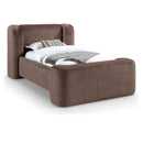  Meridian Modena Brown Chenille Fabric Upholstered Twin Bed IMAGE 1