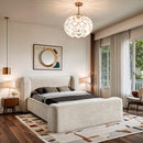  Meridian Modena Cream Chenille Fabric Upholstered Queen Bed IMAGE 2