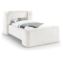  Meridian Modena Cream Chenille Fabric Upholstered Twin Bed IMAGE 1