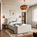  Meridian Modena Cream Chenille Fabric Upholstered Twin Bed IMAGE 2