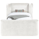  Meridian Modena Cream Chenille Fabric Upholstered Twin Bed IMAGE 3
