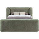  Meridian Modena Green Chenille Fabric Upholstered Queen Bed IMAGE 3
