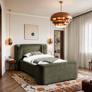  Meridian Modena Green Chenille Fabric Upholstered Twin Bed IMAGE 2