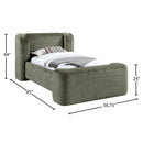  Meridian Modena Green Chenille Fabric Upholstered Twin Bed IMAGE 9