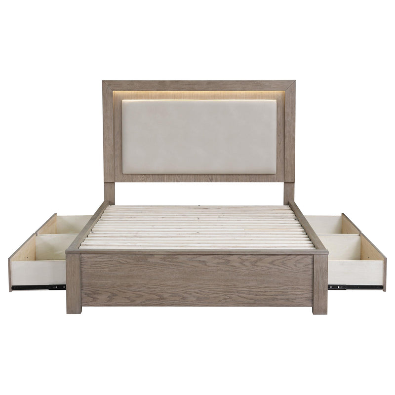  Coaster Furniture Kenora 224850Q 56-inch Queen LED Storage Bed - Barley Brown IMAGE 6