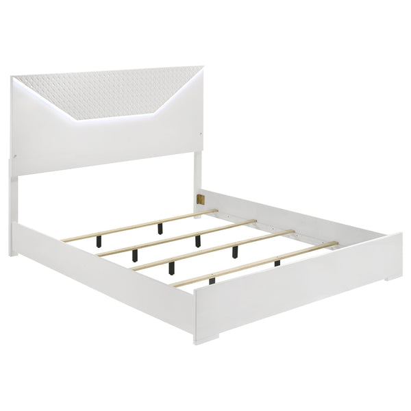  Coaster Furniture Ives 224941KE Eastern King Panel Bed LED Headboard - White High Gloss IMAGE 1