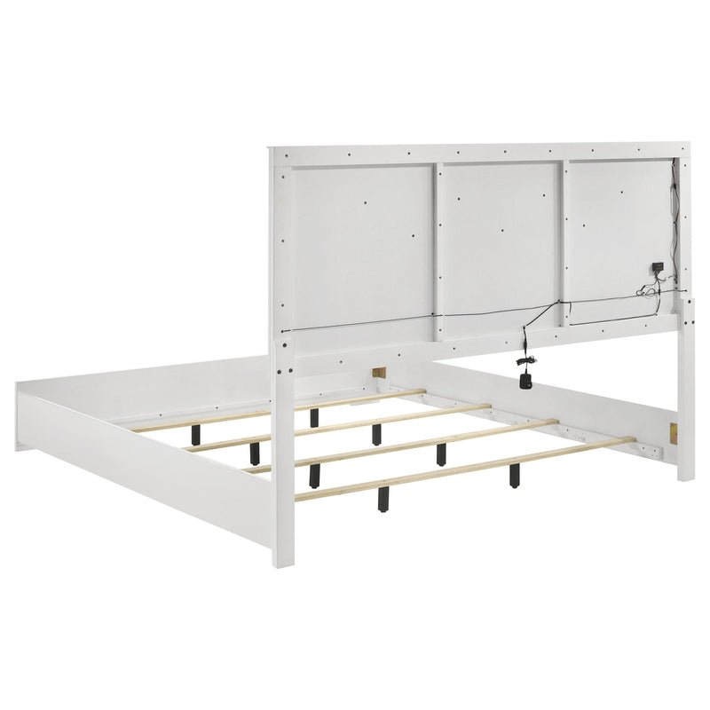  Coaster Furniture Ives 224941KE Eastern King Panel Bed LED Headboard - White High Gloss IMAGE 3