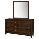 Coaster Furniture Welsley 223443M 6-Drawer Dresser and Mirror - Walnut IMAGE 2