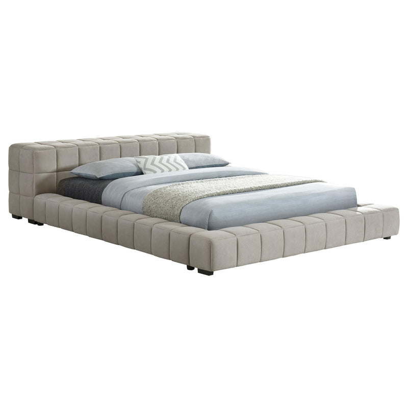 Coaster Furniture Trinity 306121F Upholstered Full Platform Bed - Light Taupe IMAGE 2