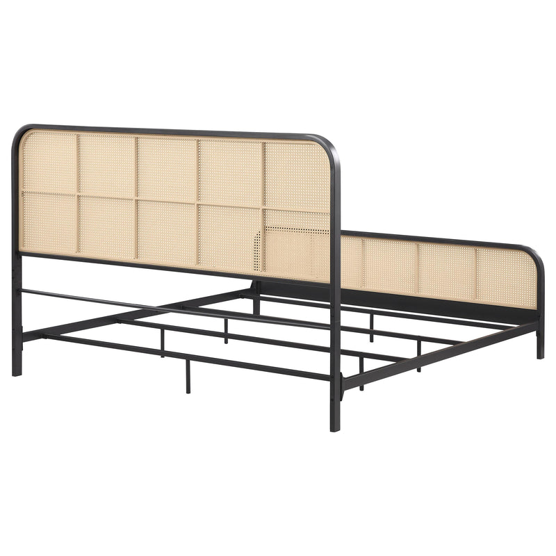 Coaster Furniture Lanewood 360250KE Open Cane Webbing Metal Eastern King Bed - Black IMAGE 6