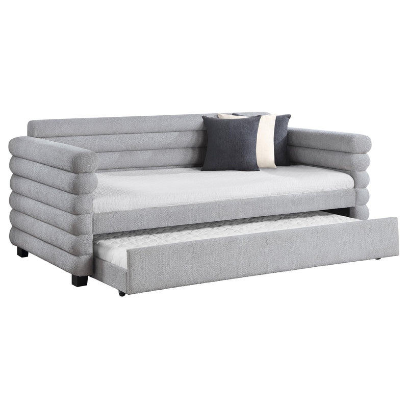  Coaster Furniture Patricia 300718 Boucle Upholstered Twin Day Bed with Trundle - Grey IMAGE 2