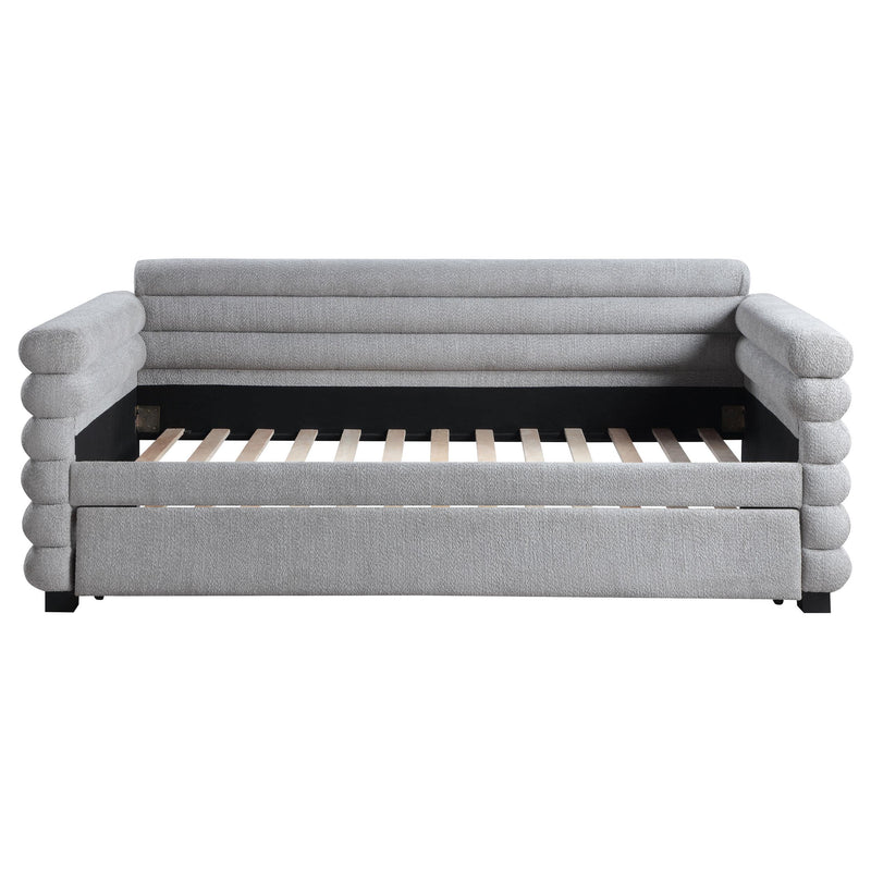  Coaster Furniture Patricia 300718 Boucle Upholstered Twin Day Bed with Trundle - Grey IMAGE 3