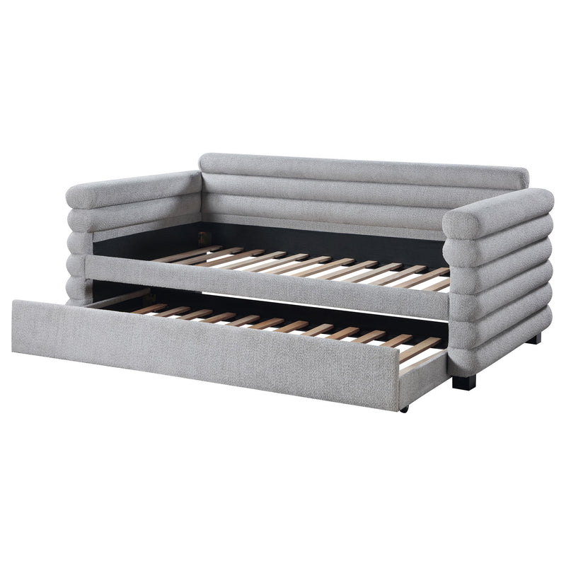  Coaster Furniture Patricia 300718 Boucle Upholstered Twin Day Bed with Trundle - Grey IMAGE 4