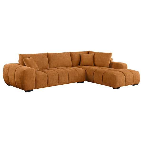  Coaster Furniture Camacho 503975 Upholstered Chaise Sectional Sofa - Orange IMAGE 1