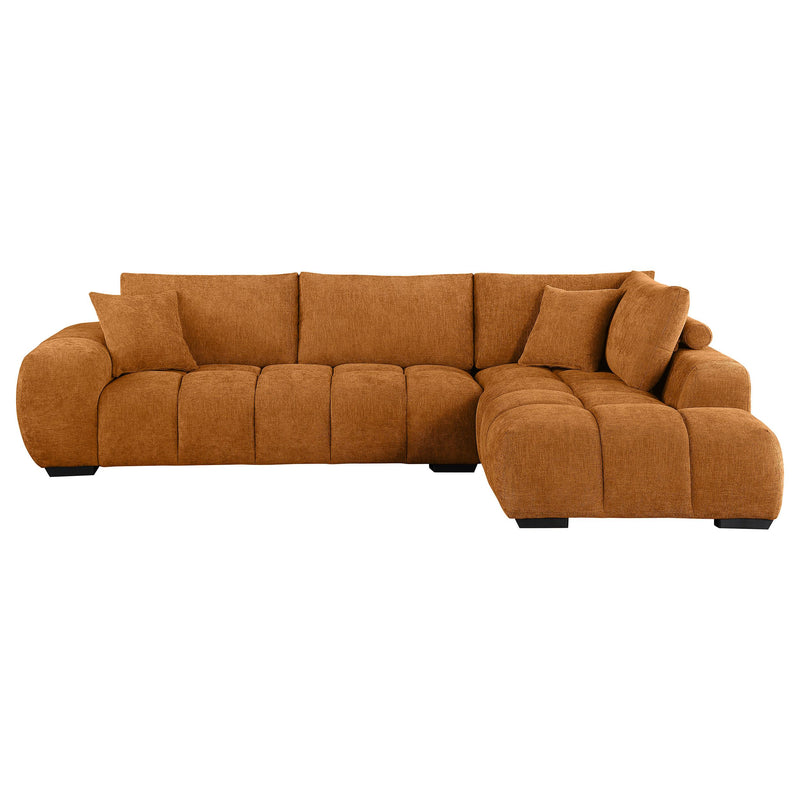  Coaster Furniture Camacho 503975 Upholstered Chaise Sectional Sofa - Orange IMAGE 2