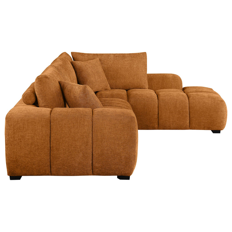  Coaster Furniture Camacho 503975 Upholstered Chaise Sectional Sofa - Orange IMAGE 4