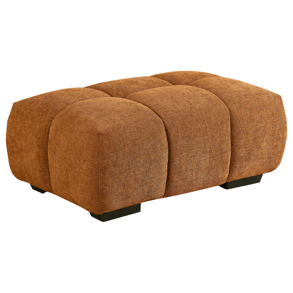  Coaster Furniture Camacho 503974 Rectangular Upholstered Tufted Ottoman - Orange IMAGE 1