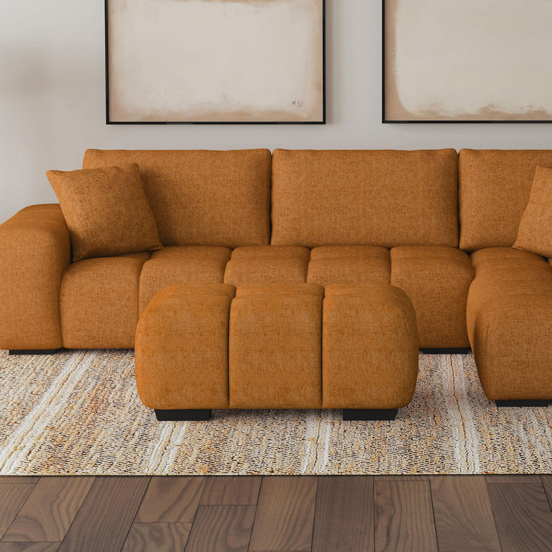 Coaster Furniture Camacho 503974 Rectangular Upholstered Tufted Ottoman - Orange IMAGE 5
