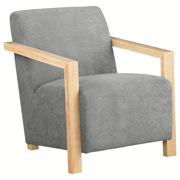  Coaster Furniture Diego 902269 Upholstered Accent Arm Chair with Wood Arms - Grey IMAGE 1