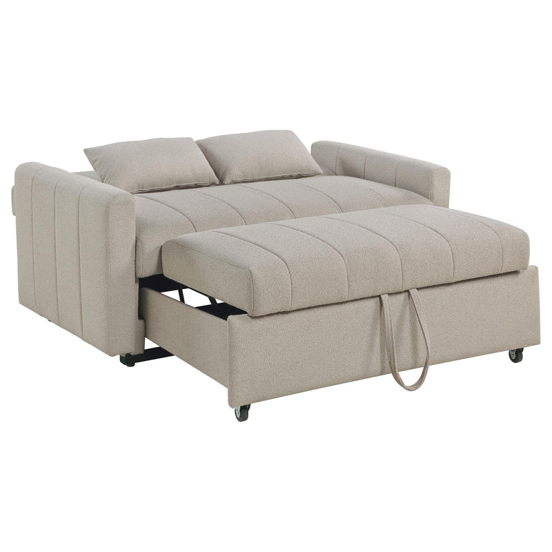  Coaster Furniture Portland 350142 Boucle Upholstered Sleeper Sofa Bed - Latte IMAGE 3