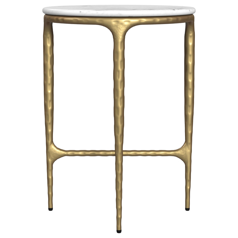  Coaster Furniture Baldwin 930081 Round Marble Top Side Table - White and Gold IMAGE 4